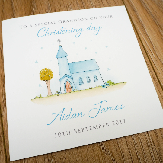 Personalised Christening Card  Son, Grandson, Godson, Nephew